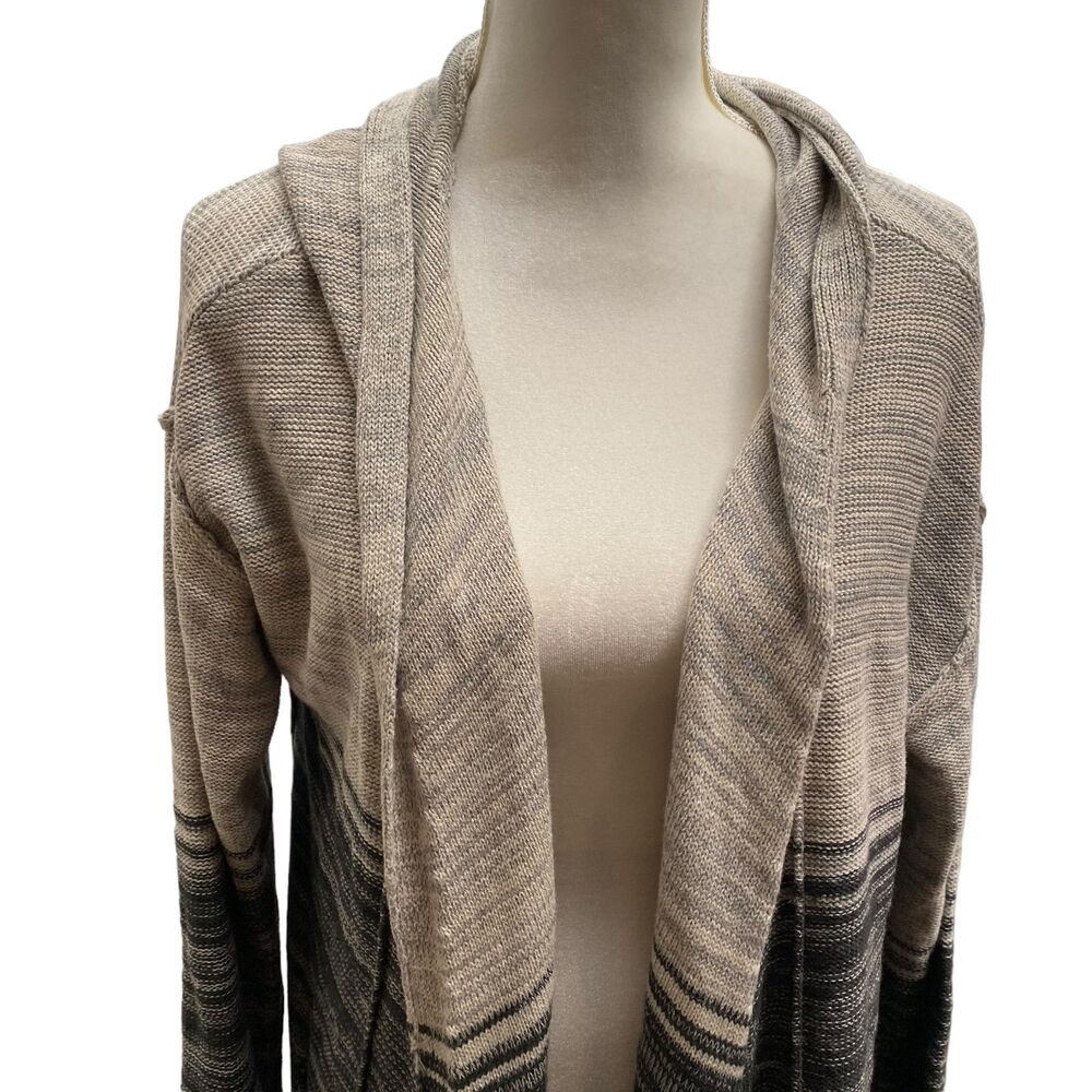 NWT STYLE & CO Black Gray and White Ombre Hooded Pocket Open Cardigan Size OX